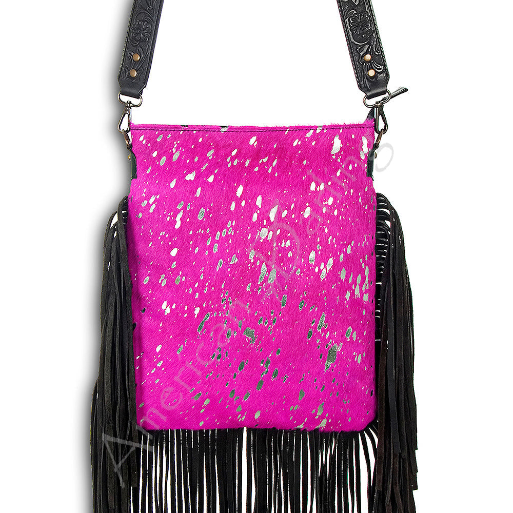 American Darling ADBGS192PKACSL Messenger Hair On Genuine Leather Women Bag Western Handbag Purse