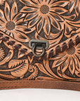 American Darling ADBG395BR Envelope Hand Tooled Genuine Leather Women Bag Western Handbag Purse