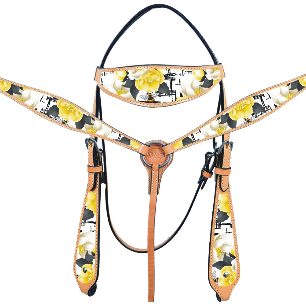 Western Horse Headstall Breast Collar Set American Leather Hilason