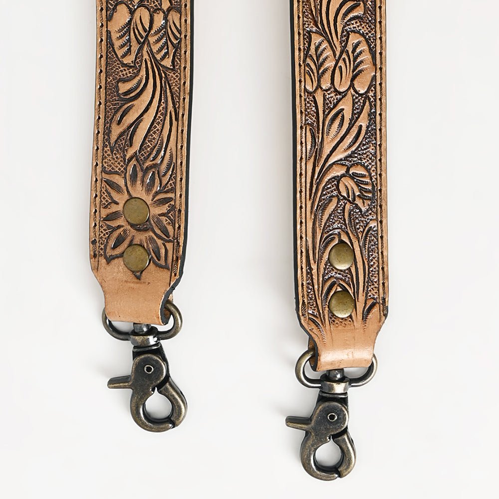 Handcrafted Leather Tooled Purse Strap For Wallet Clutch And Phone Accessories Everyday