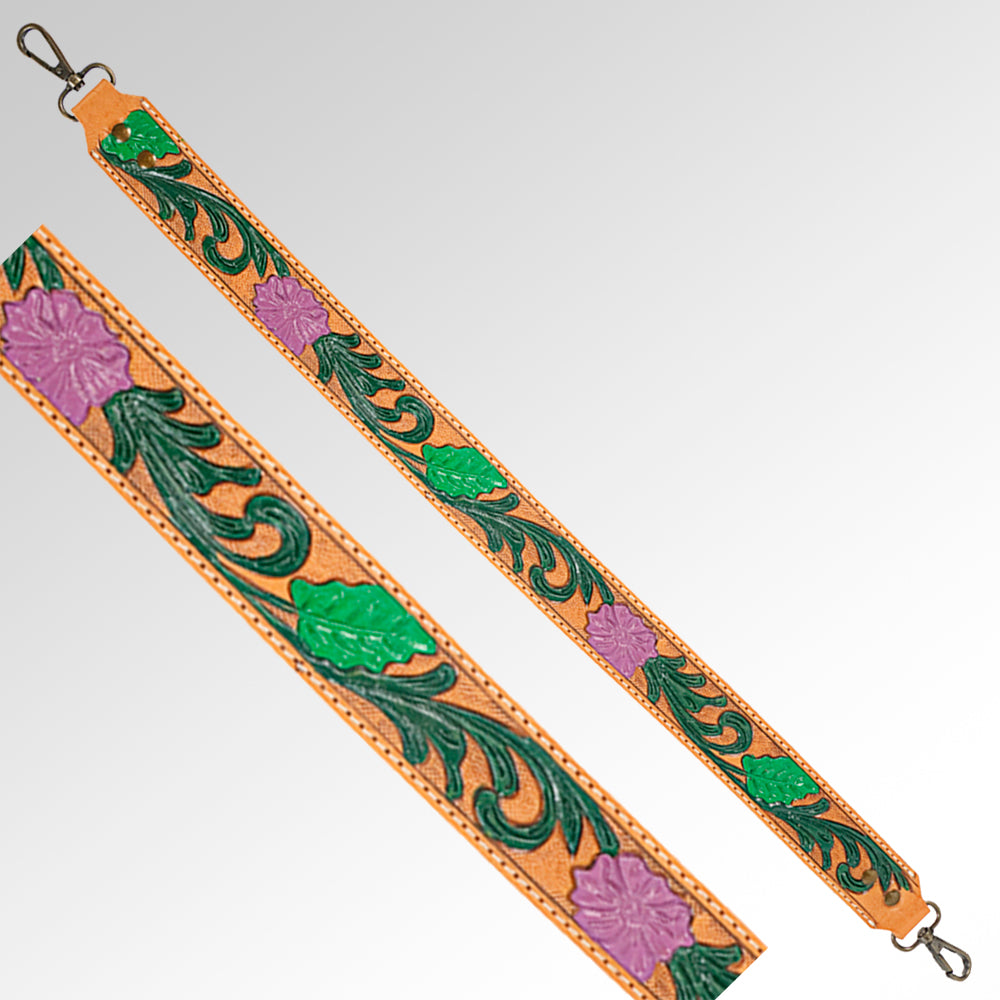 American Darling ADBT110-28 Hand Tooled Genuine Leather Crossbody Handle Strap For Bags