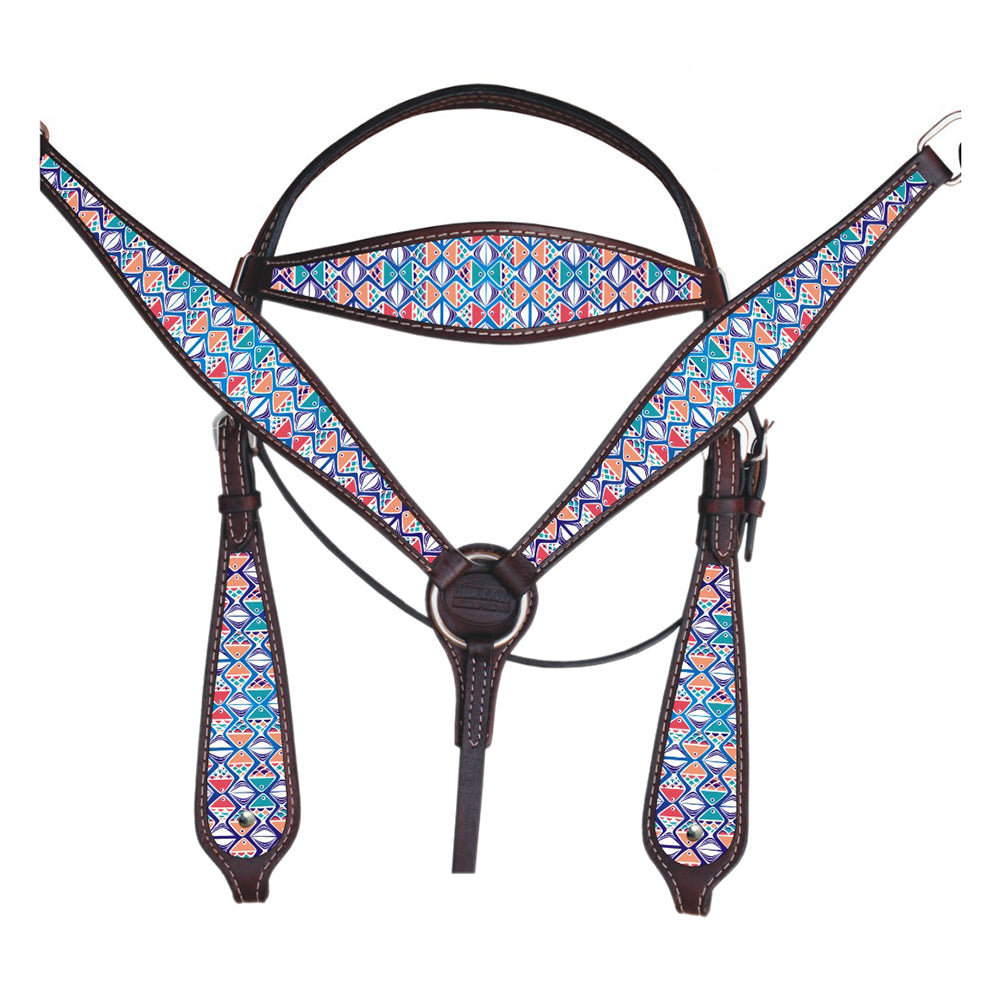 Western Horse Headstall Breast Collar Set Tack American Leather  Hilason
