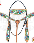 Western Horse Headstall Breast Collar Set American Leather  Hilason