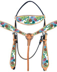 Western Horse Headstall Breast Collar Set American Leather  Hilason