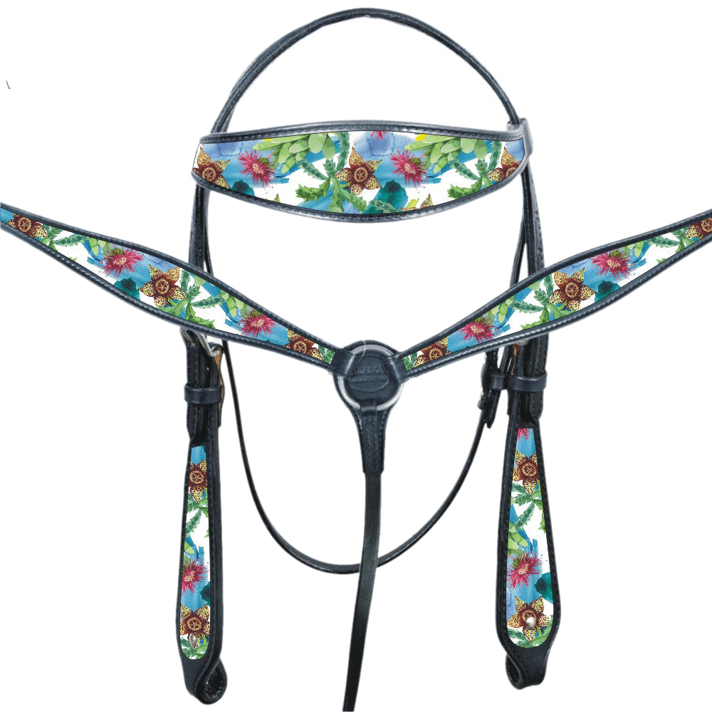 Western Horse Headstall Breast Collar Set American Leather  Hilason