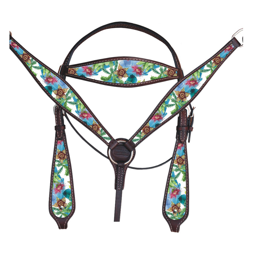 Western Horse Headstall Breast Collar Set American Leather  Hilason