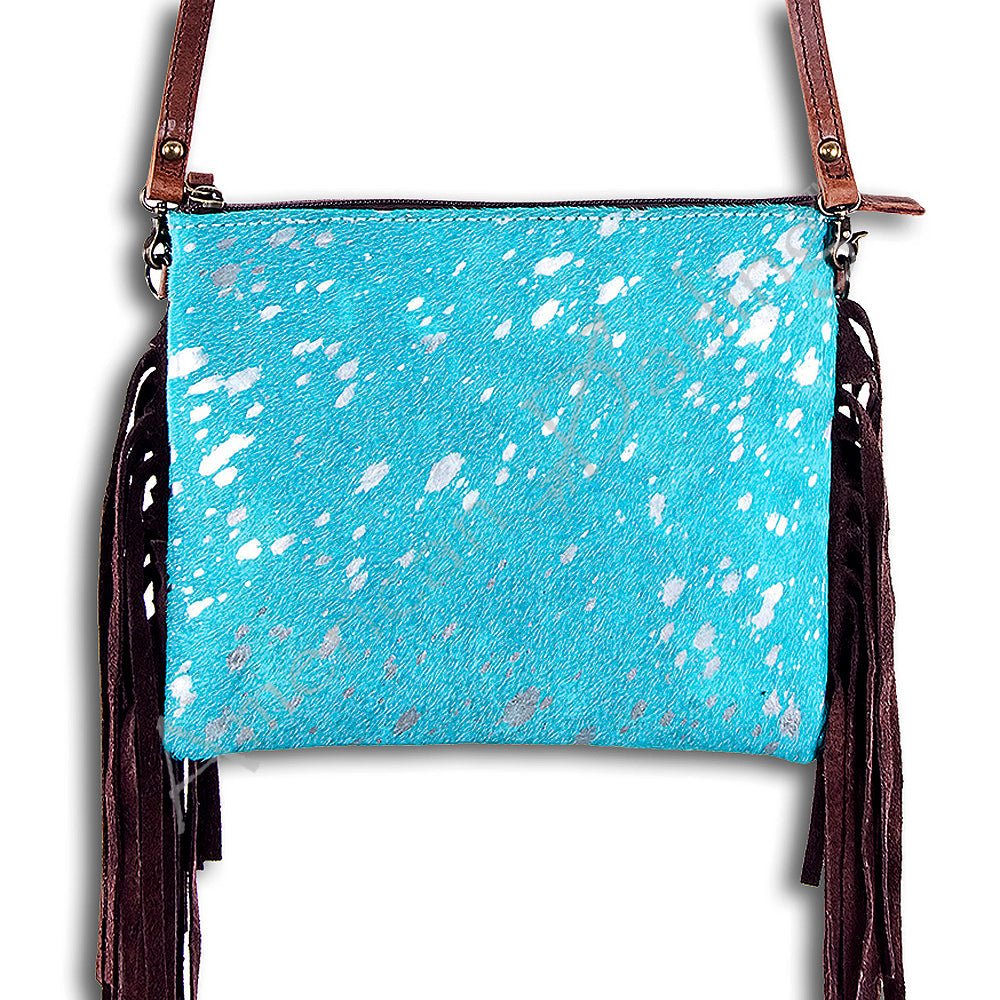 American Darling Western Small Crossbody Bag – Genuine Hair-On Cowhide Leather with Fringes, Adjustable Strap, Handcrafted in Texas