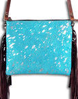 American Darling Western Small Crossbody Bag – Genuine Hair-On Cowhide Leather with Fringes, Adjustable Strap, Handcrafted in Texas
