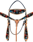 Western Horse Headstall Breast Collar Set American Leather Spider Hilason