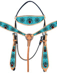 Western Horse Headstall Breast Collar Set American Leather Spider Hilason