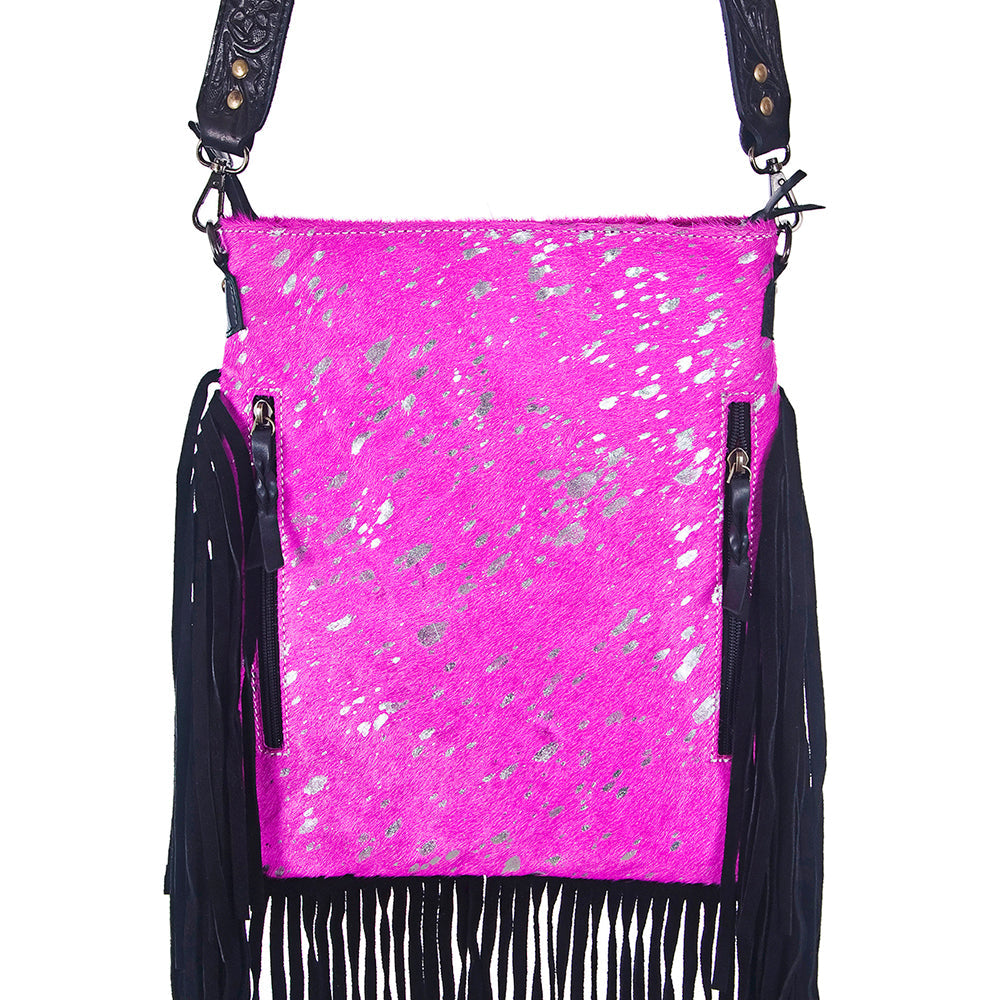 American Darling ADBGS192PKACSLBK Messenger Hair On Genuine Leather Women Bag Western Handbag Purse