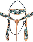 Western Horse Headstall Breast Collar Set American Leather Tan Hilason
