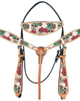 Western Horse Headstall Breast Collar Set American Leather Skulls Hilason