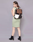 American Darling Hand Tooled Hair On Genuine Leather Women Bag Western Handbag Purse