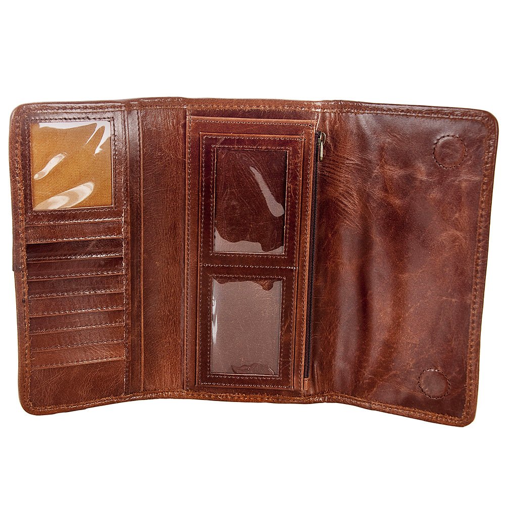 American Darling ADBG486A Wallet Hand Tooled Genuine Leather Women Bag Western Handbag Purse