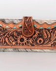 American Darling ADBG487BR Wallet Hand Tooled Hair On Genuine Leather Women Bag Western Handbag Purse