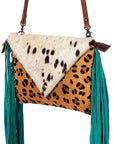 American Darling ADBG490CHEBRW Envelope Hair On Genuine Leather Women Bag Western Handbag Purse