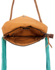 American Darling ADBG490CHEBRW Envelope Hair On Genuine Leather Women Bag Western Handbag Purse