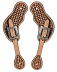 Western Leather Spur Straps Hilason Tan Basket Weaving