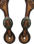 Western Leather Spur Straps Diamond Sparkle Carved Spur Straps Hilason