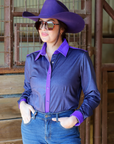 DENIM & PURPLE PERFORMANCE RODEO SHIRT