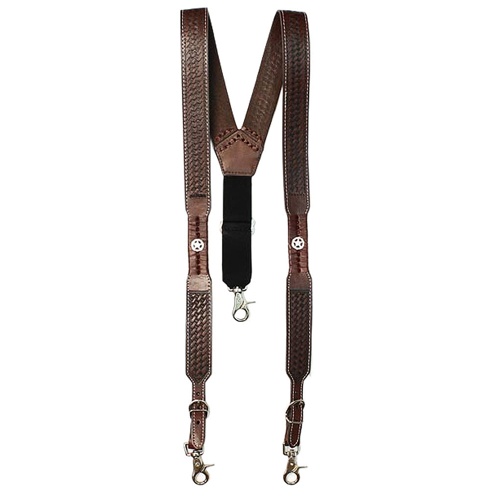Medium Nocona Belt Mens Star Basket Leather Suspender Brown