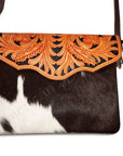 American Darling  Envelope Hand Tooled Hair On Genuine Leather Women Bag Western Handbag Purse
