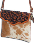 American Darling  Envelope Hand Tooled Hair On Genuine Leather Women Bag Western Handbag Purse
