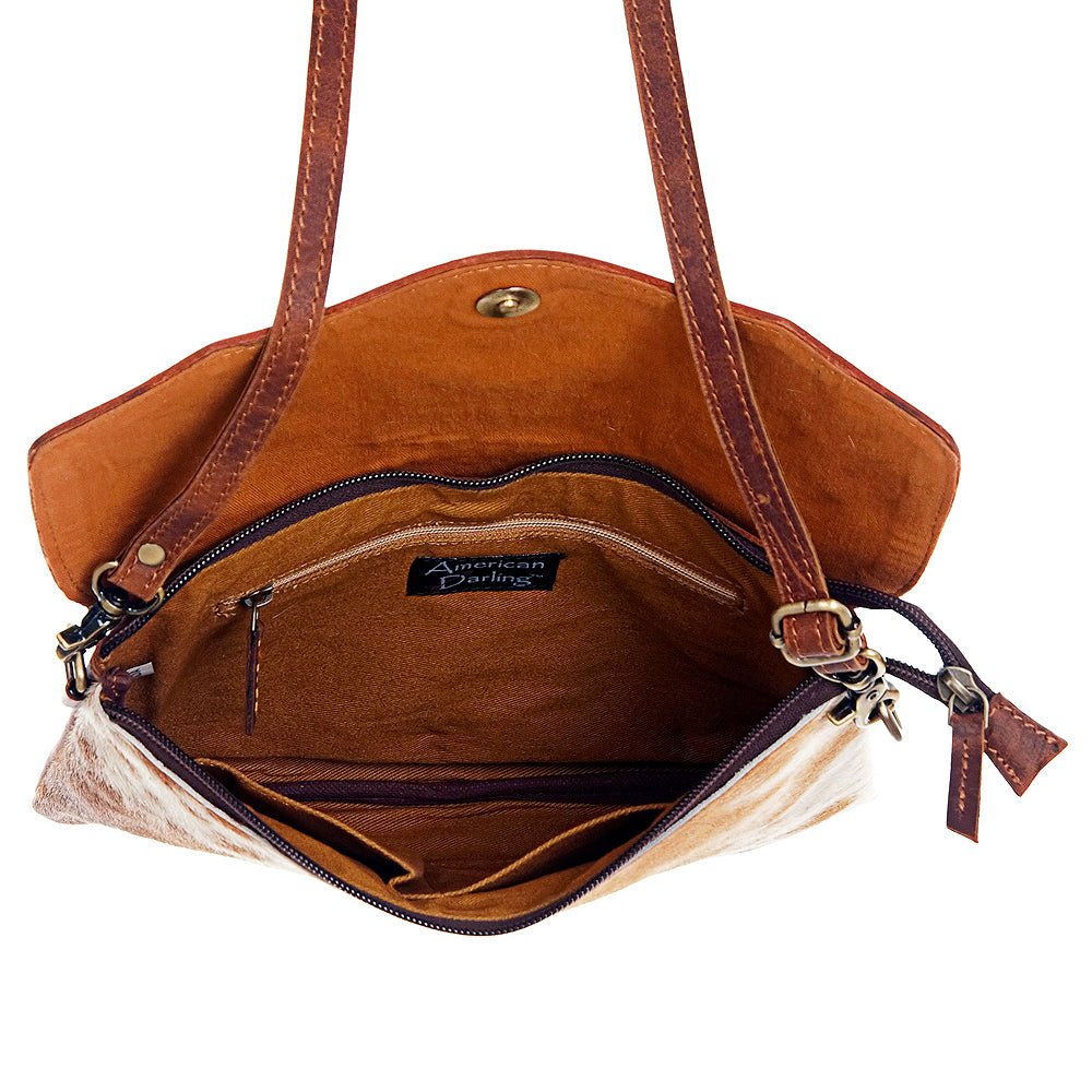 American Darling  Envelope Hand Tooled Hair On Genuine Leather Women Bag Western Handbag Purse