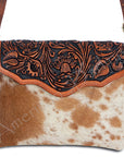 American Darling  Envelope Hand Tooled Hair On Genuine Leather Women Bag Western Handbag Purse