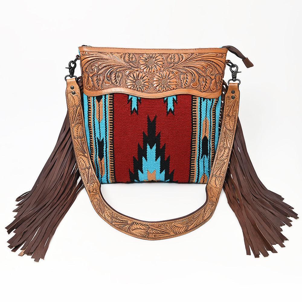 American Darling ADBGZ139G Signature Crossbody Hand Tooled Saddle Blanket Genuine Leather Women Bag Western Handbag Purse
