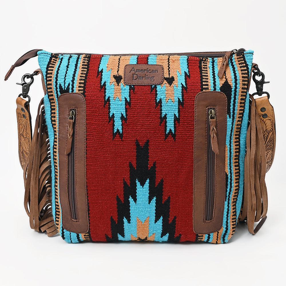 American Darling ADBGZ139G Signature Crossbody Hand Tooled Saddle Blanket Genuine Leather Women Bag Western Handbag Purse