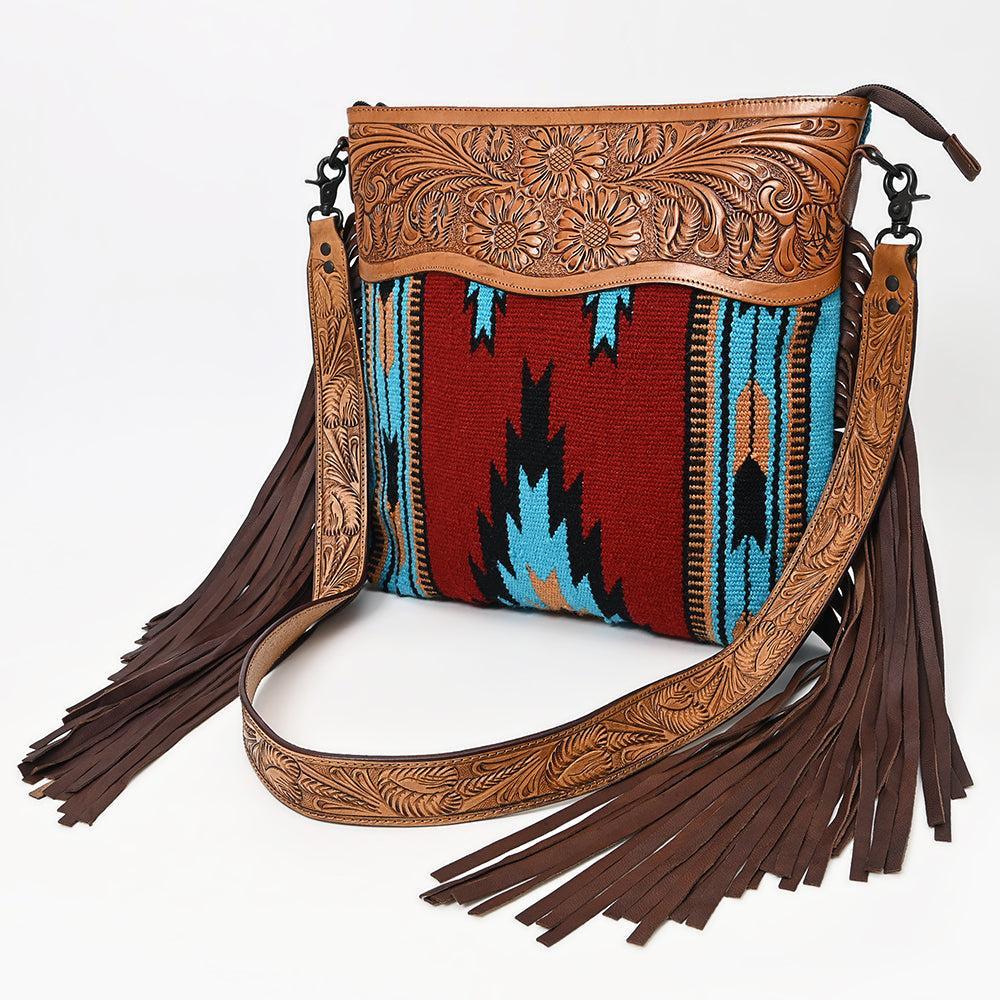 American Darling ADBGZ139G Signature Crossbody Hand Tooled Saddle Blanket Genuine Leather Women Bag Western Handbag Purse