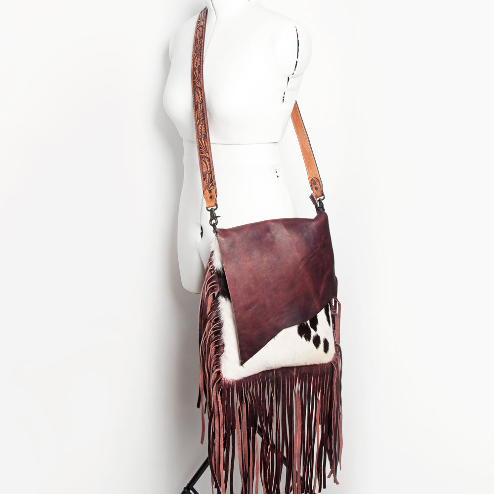 American Darling ADBGZ150 Messenger Hand Tooled Hair-On Genuine Leather Women Bag Western Handbag Purse