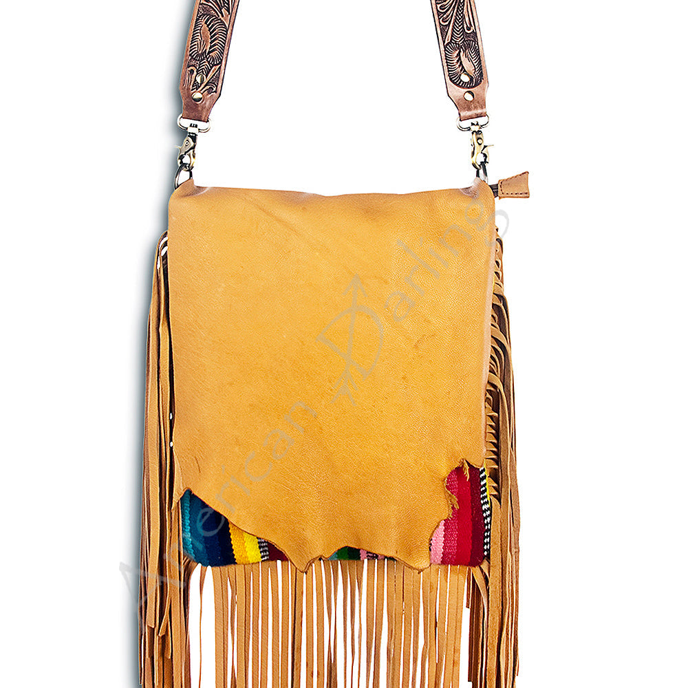 American Darling ADBGZ153 Messenger Saddle Blanket Genuine Leather Women Bag Western Handbag Purse