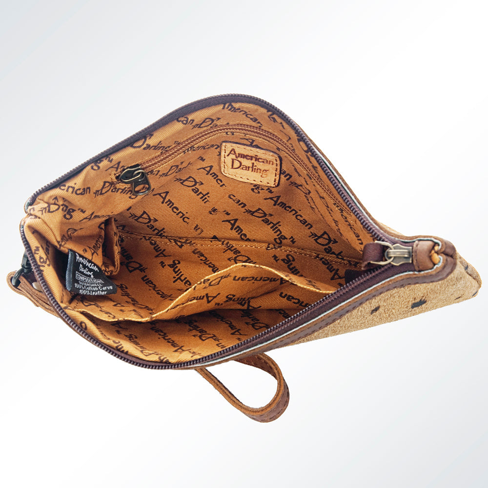 American Darling ADBG344BRAC1 Wristlet Hair On Genuine Leather Women Bag Western Handbag Purse