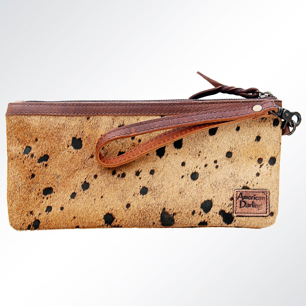 American Darling ADBG344BRAC1 Wristlet Hair On Genuine Leather Women Bag Western Handbag Purse
