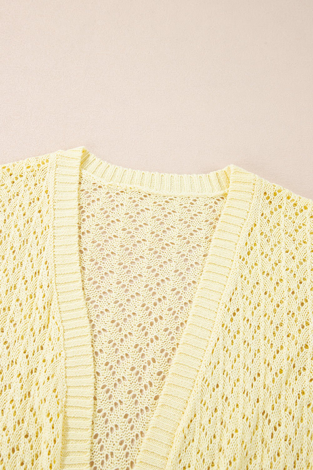 Solid Pointelle Knit Open Front Cardigan