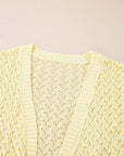 Solid Pointelle Knit Open Front Cardigan