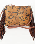 American Darling Western Small Crossbody Bag – Genuine Hair-On Cowhide Leather with Fringes, Adjustable Strap, Handcrafted in Texas