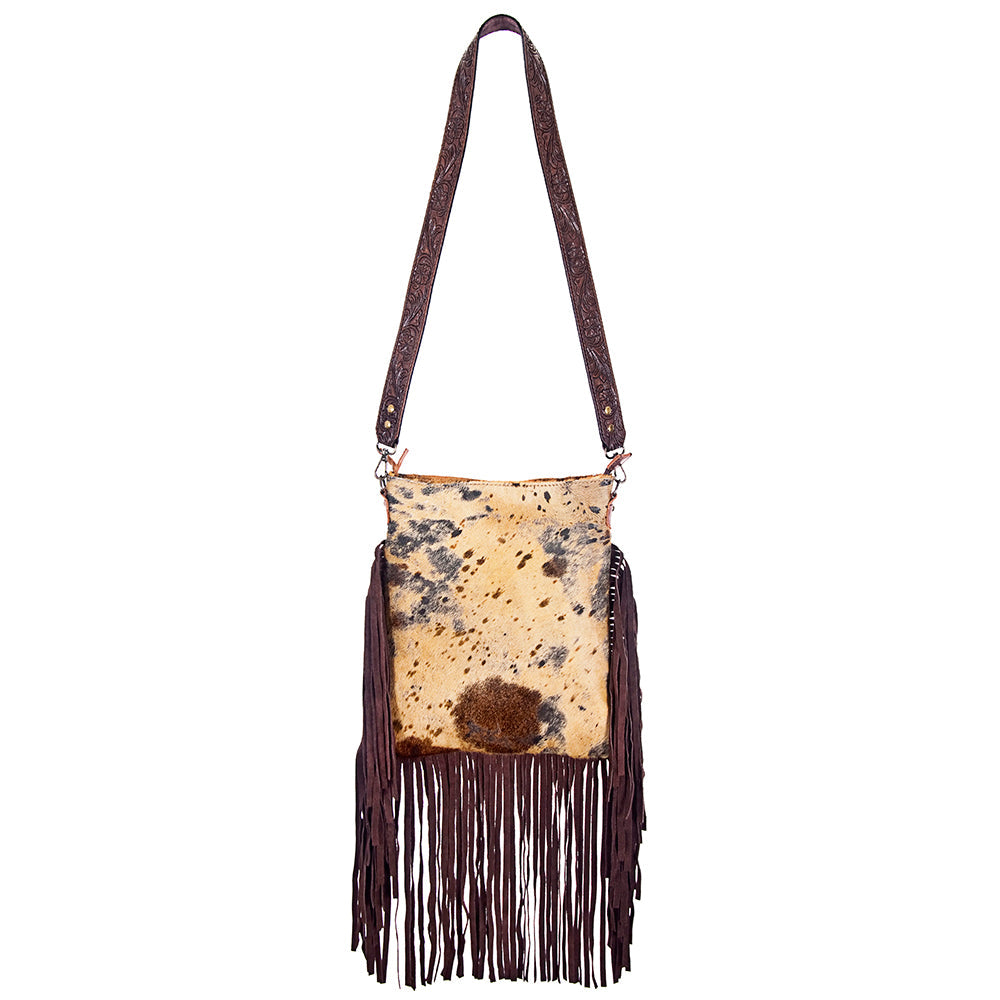 American Darling Messenger Hand Tooled Hair On Genuine Leather Western Women Bag Handbag Purse | Cute