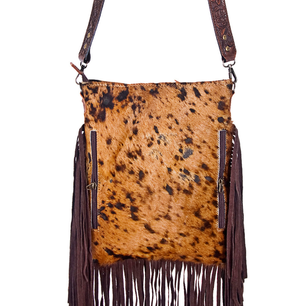 American Darling ADBGS192BRAC1 Messenger Hair On Genuine Leather Women Bag Western Handbag Purse