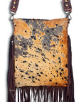 American Darling ADBGS192BRAC1 Messenger Hair On Genuine Leather Women Bag Western Handbag Purse