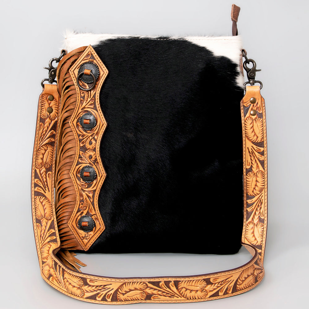 American Darling ADBG464BRW Chaps Bag Hand Tooled Hair On Genuine Leather Women Bag Western Handbag Purse
