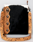American Darling ADBG464BRW Chaps Bag Hand Tooled Hair On Genuine Leather Women Bag Western Handbag Purse