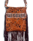 American Darling Messenger Hand Tooled Hair On Genuine Leather Western Women Bag Handbag Purse | Cute