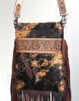American Darling Messenger Hand Tooled Hair On Genuine Leather Western Women Bag Handbag Purse | Cute