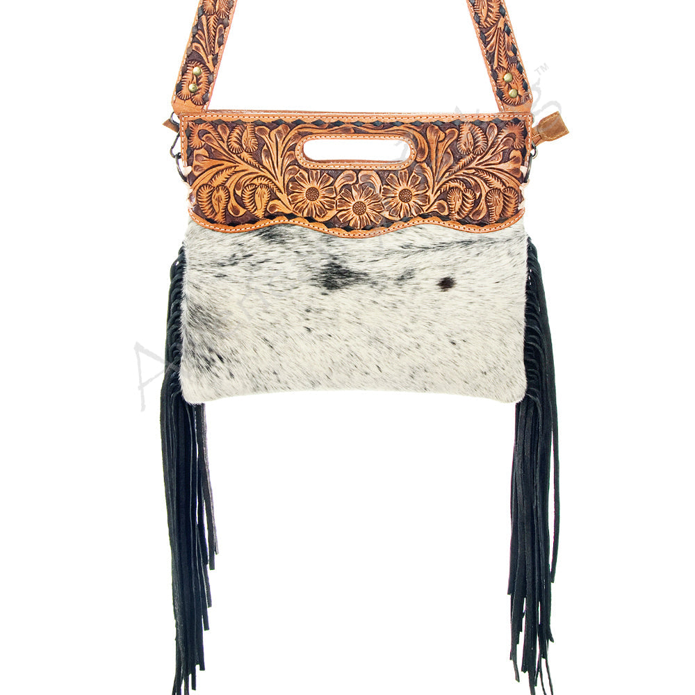 Hand Tooled Saddle Blanket Leather Western Clutch For Women