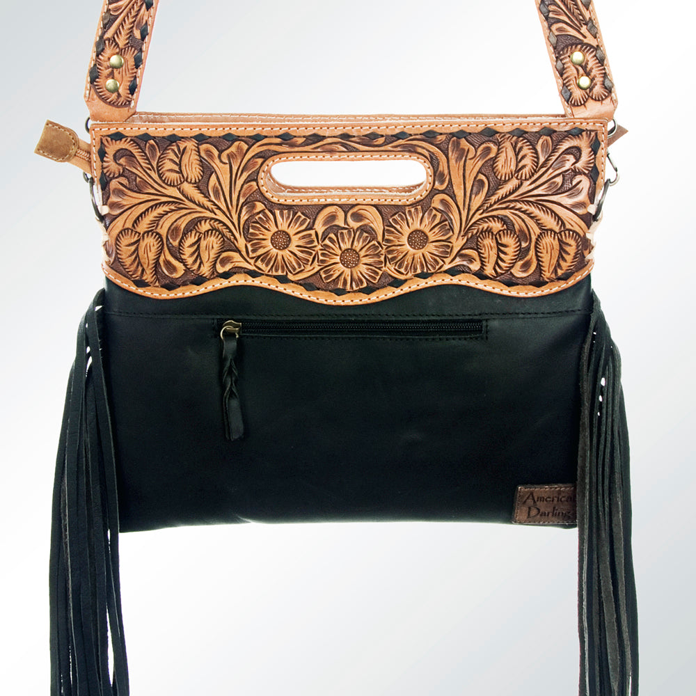 Hand Tooled Saddle Blanket Leather Western Clutch For Women