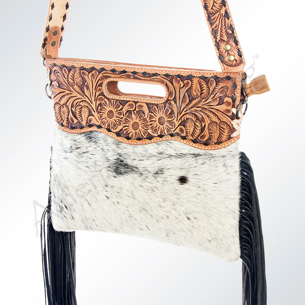 Hand Tooled Saddle Blanket Leather Western Clutch For Women